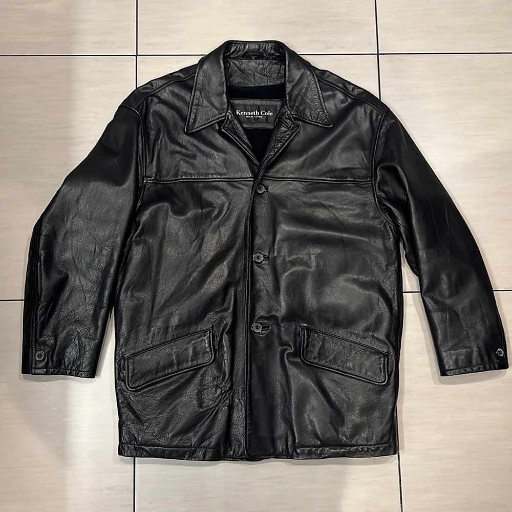 RARE Kenneth Cole New York VINTAGE MENS 70's Style Leather Jacket Size Medium